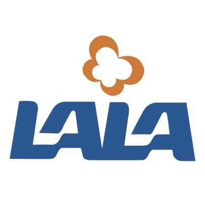 El logo de LALA consiste en una tipografía color azul que en realidad es un acortamiento del nombre completo de la empresa.