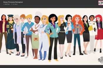 El artista gráfico Matt Burt reimaginó a las princesas de Disney como mujeres modernas con una carrera que impacte en la sociedad y en sus vidas.